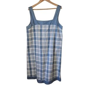 MATCH Vintage Plaid Jumper Dress Size 14 Made in USA 100% Cotton